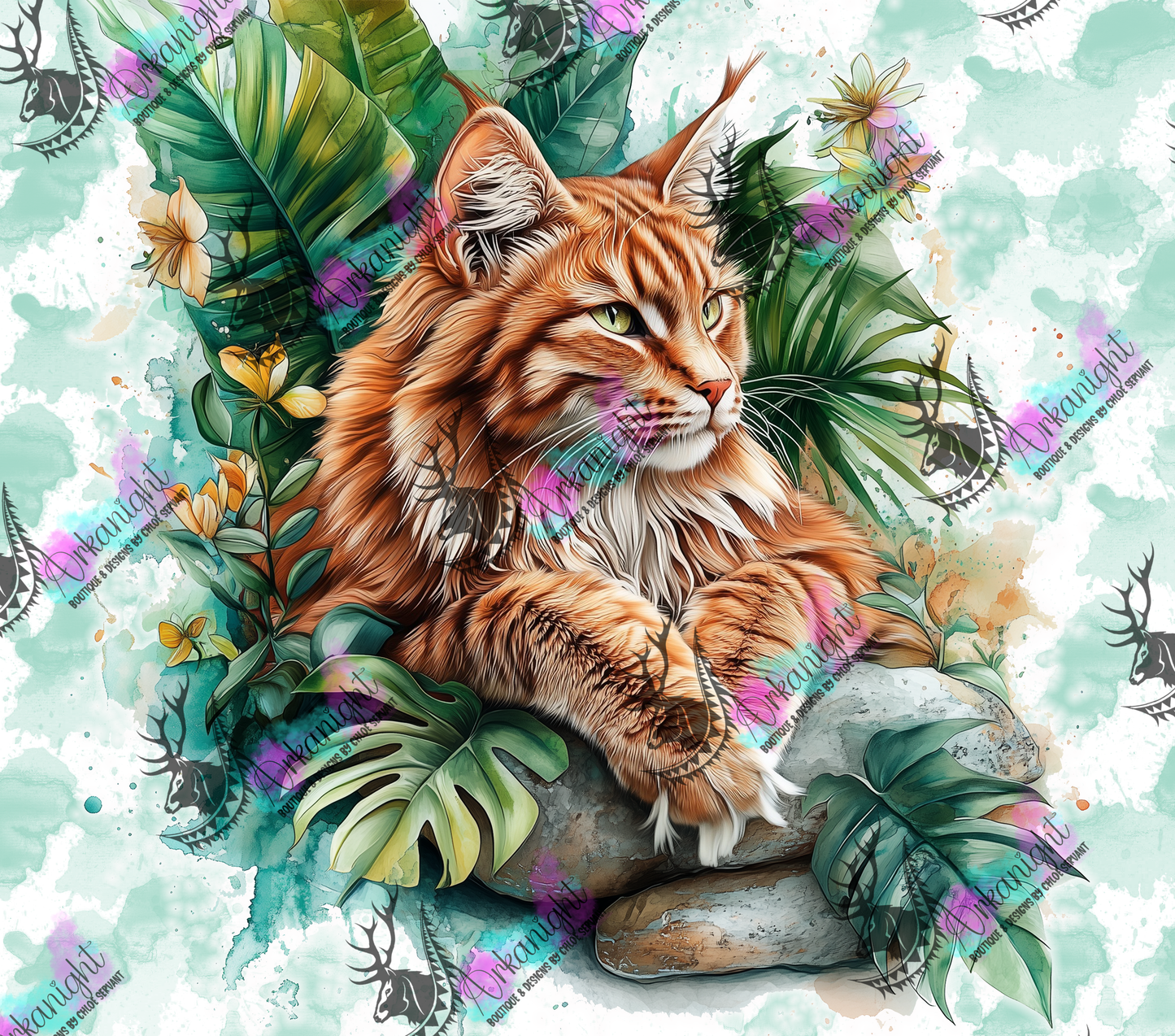 Numérique - Collection Watercolor Realism - Animaux - Mainecoon Roux