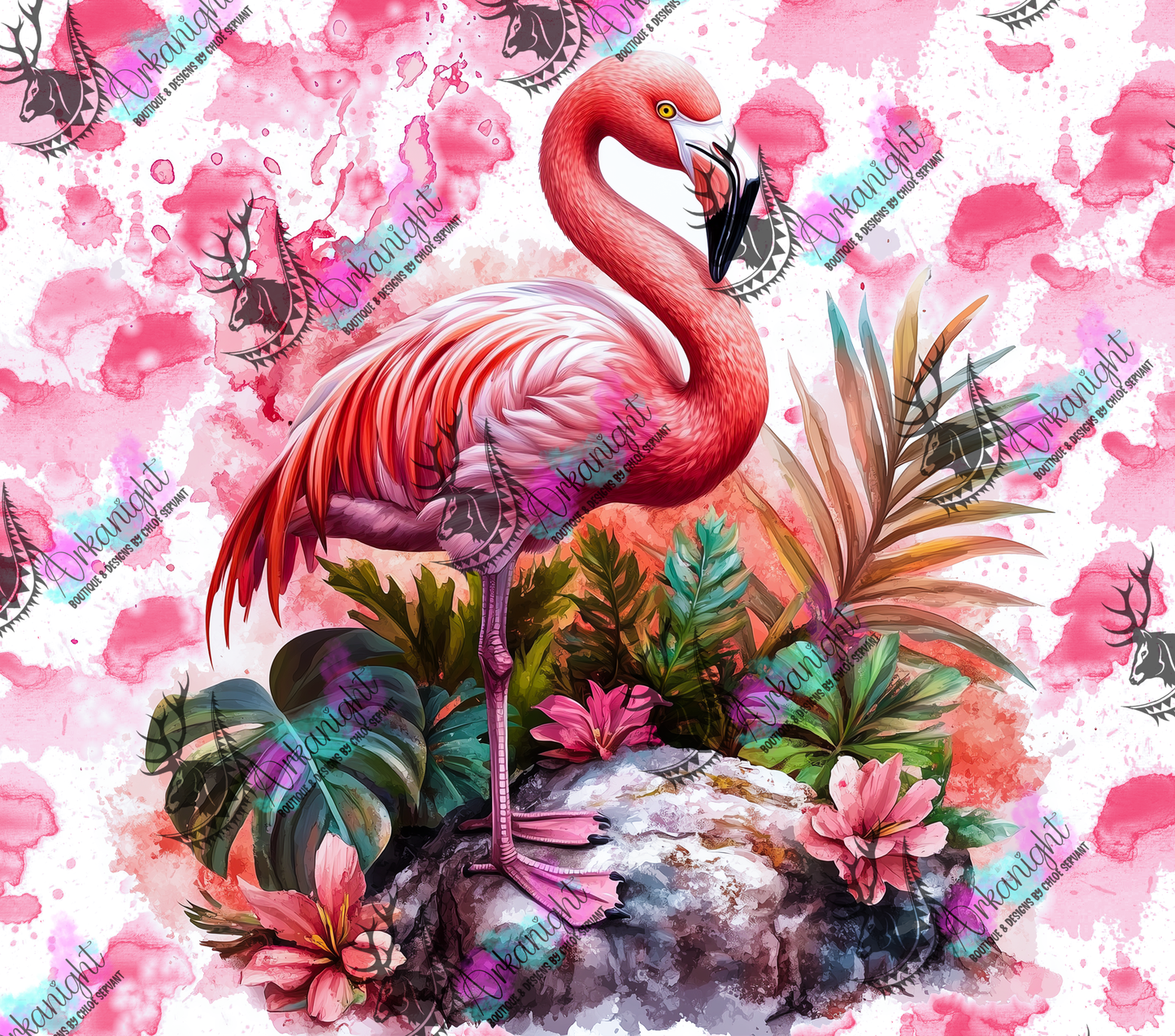 Numérique - Collection Watercolor Realism - Animaux - Flamant Rose