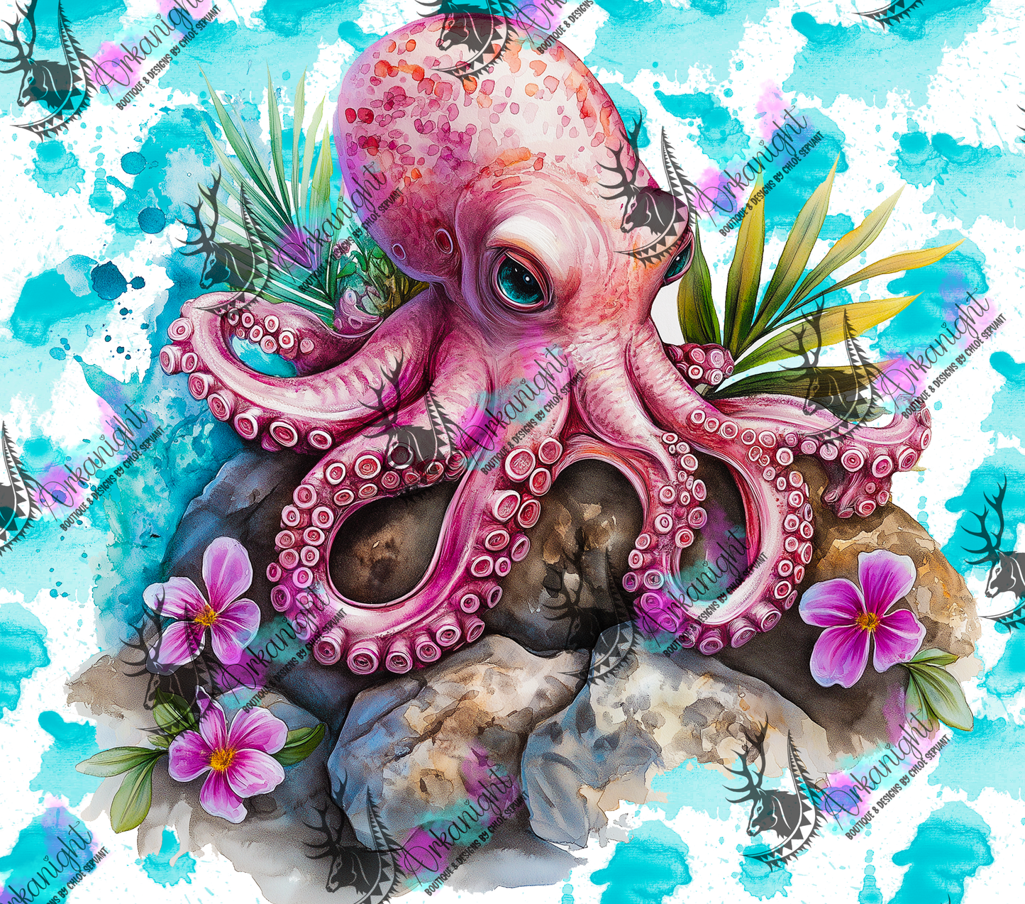 Numérique - Collection Watercolor Realism - Animaux - Pieuvre
