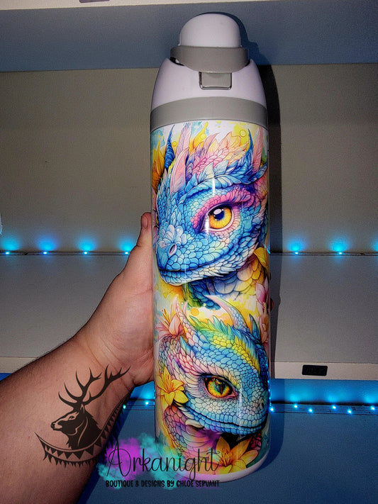 Owala DUPE 24 oz sur commande - Collection Watercolor Realism - Dragon - Multicolors Multi