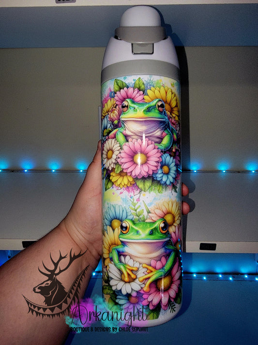 Owala DUPE 24 oz sur commande - Collection Vivid Flower's - Grenouille
