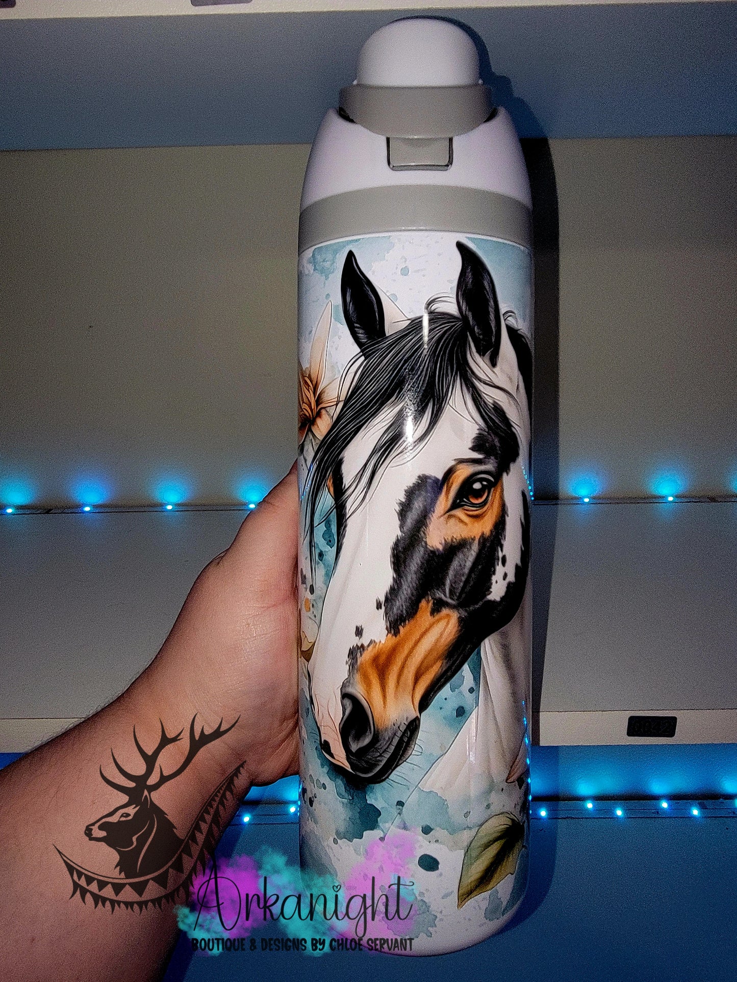 Owala DUPE 24 oz sur commande - Collection Watercolor Realism - Western - Paint Horse - Non Standard