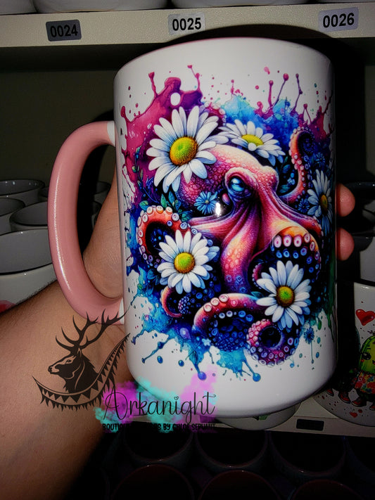 Tasse en céramique sur commande - Collection Été- Vivid Pastel Colors - Pieuvre