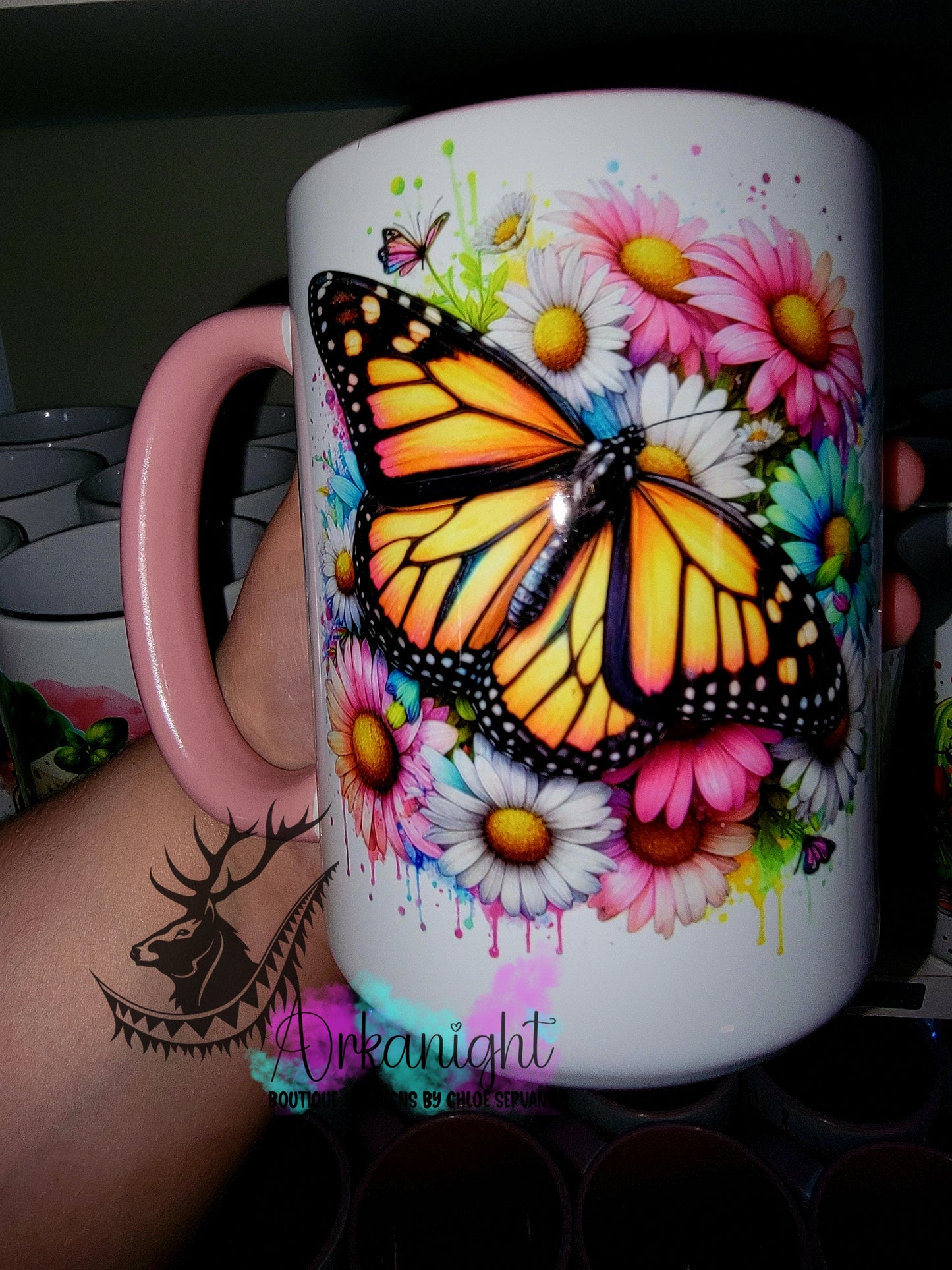 Tasse en céramique sur commande - Collection Été- Vivid Pastel Colors - Papillon Monarque