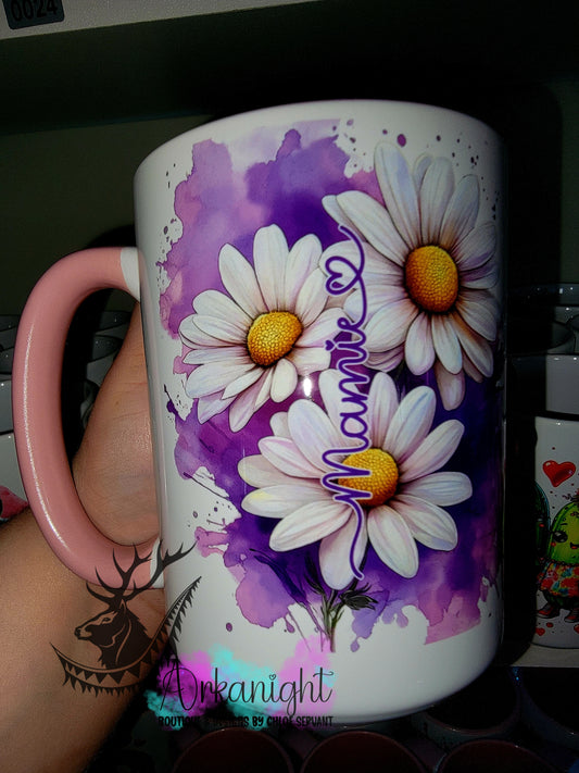 Tasse en céramique sur commande - Collection Fête des mères - Mamie - Marguerite