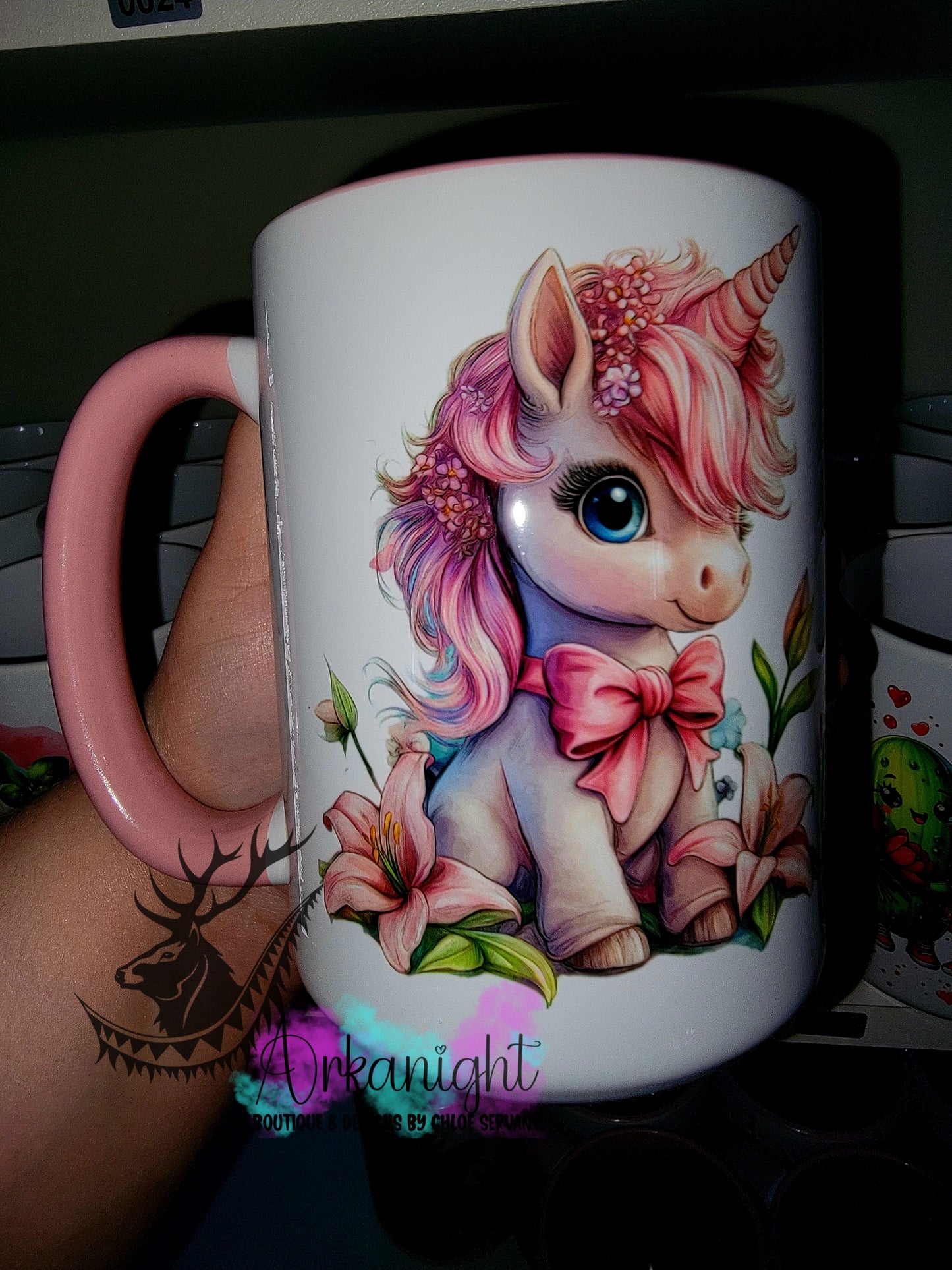 Tasse en céramique sur commande - Collection Fantaisie - Licorne - Rose