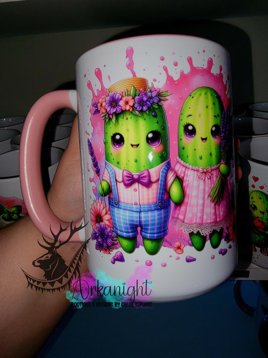 Tasse en céramique sur commande - Collection Cornichon été - Couple Lavande