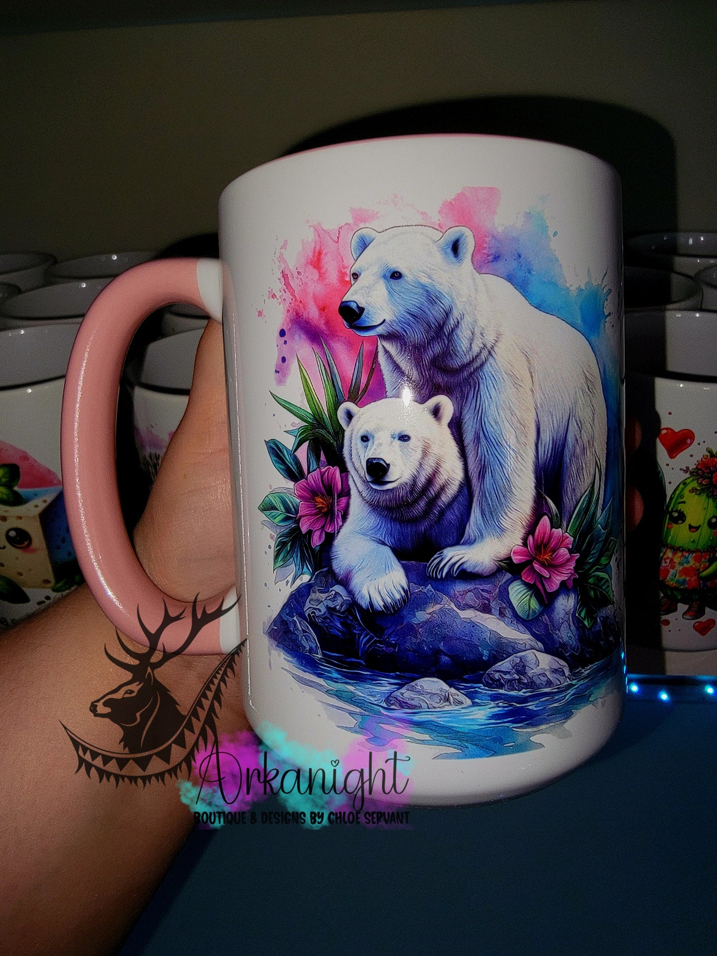Tasse en céramique sur commande - Collection Été - Vivid Pastel Colors - Couple Ours Polaire