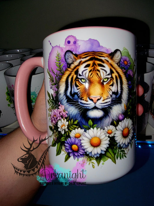 Tasse en céramique sur commande - Collection Été - Vivid Pastel Colors - Tigre - Teinte de Mauve