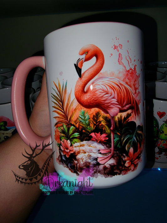 Tasse en céramique sur commande - Collection Realism - Animaux - Flamant Rose