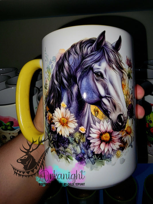 Tasse en céramique sur commande - Collection Western 2026 - Realism - Cheval Gris Pomelo