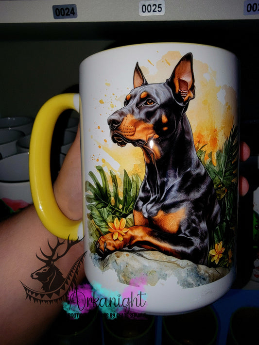 Tasse en céramique sur commande - Collection Realism - Animaux- Chien Doberman