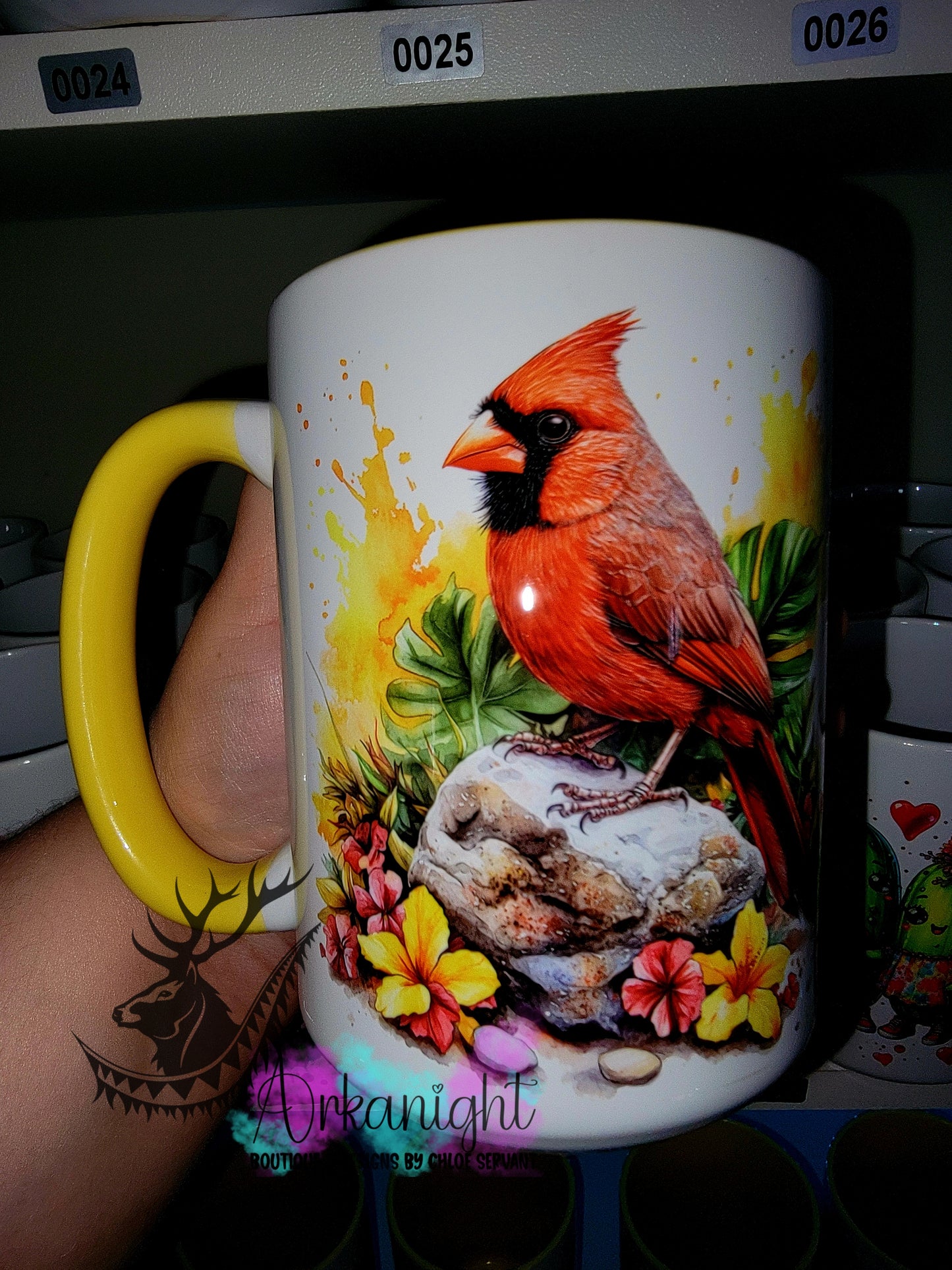Tasse en céramique sur commande - Collection Realism - Animaux- Oiseau Cardinal