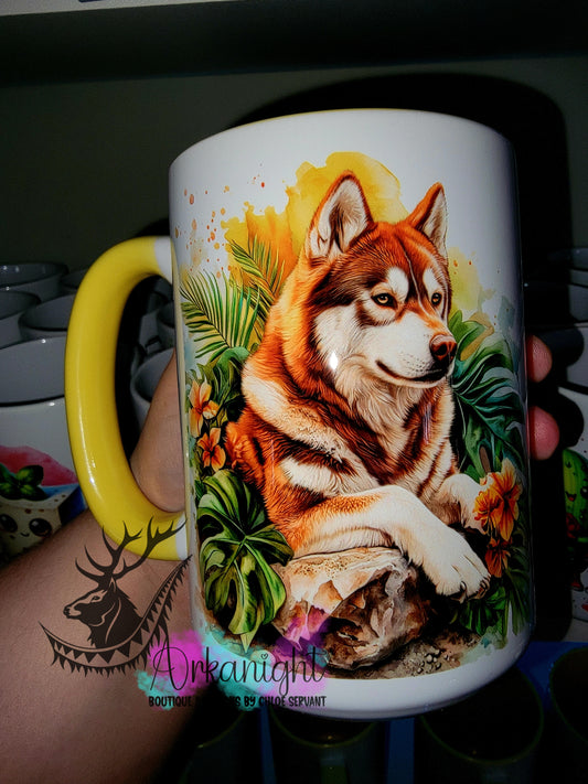 Tasse en céramique sur commande - Collection Realism - Animaux- Malamute Roux