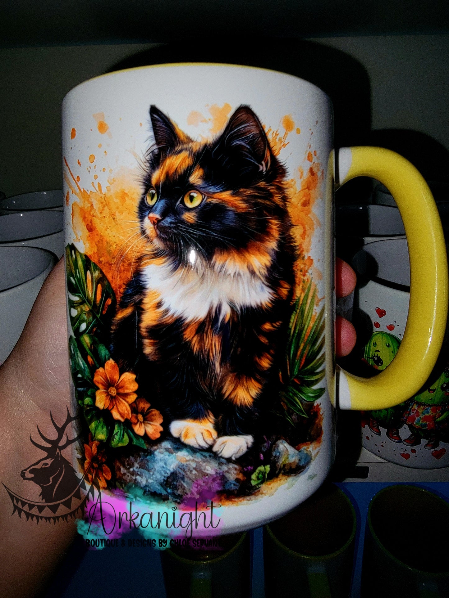 Tasse en céramique sur commande - Collection Realism - Animaux- Chat Écaille de tortue