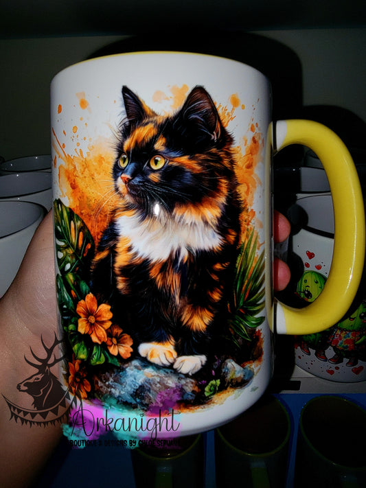 Tasse en céramique sur commande - Collection Realism - Animaux- Chat Écaille de tortue