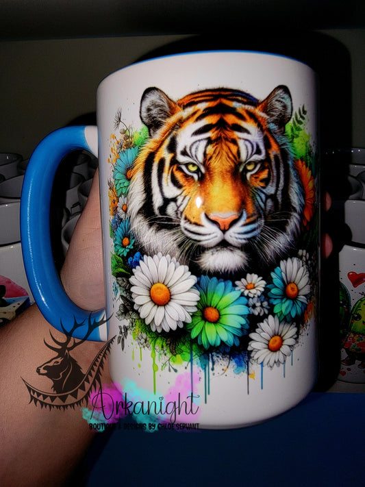 Tasse en céramique sur commande - Collection Été- Vivid Colors - Tigre - Teinte de vert