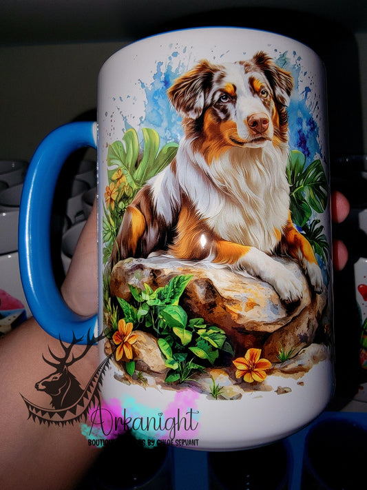 Tasse en céramique sur commande - Collection Realism - Berger Australien Rouge Merle