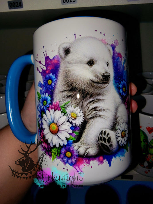 Tasse en céramique sur commande - Collection Été - vivid Pastel Colors - Ours Polaire
