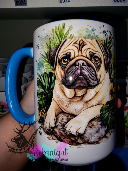 Tasse en céramique sur commande - Collection Realism - Animaux - Chien Pug