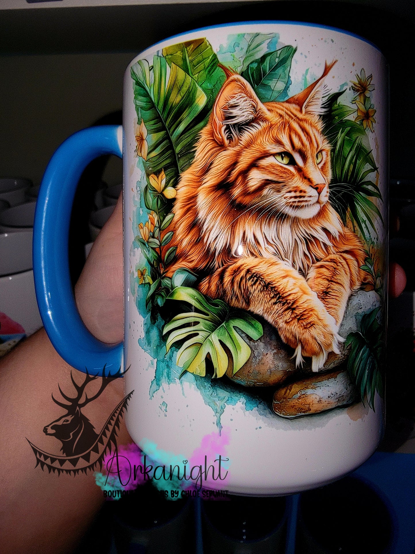 Tasse en céramique sur commande - Collection Realism - Animaux - Chat Mainecoon Roux