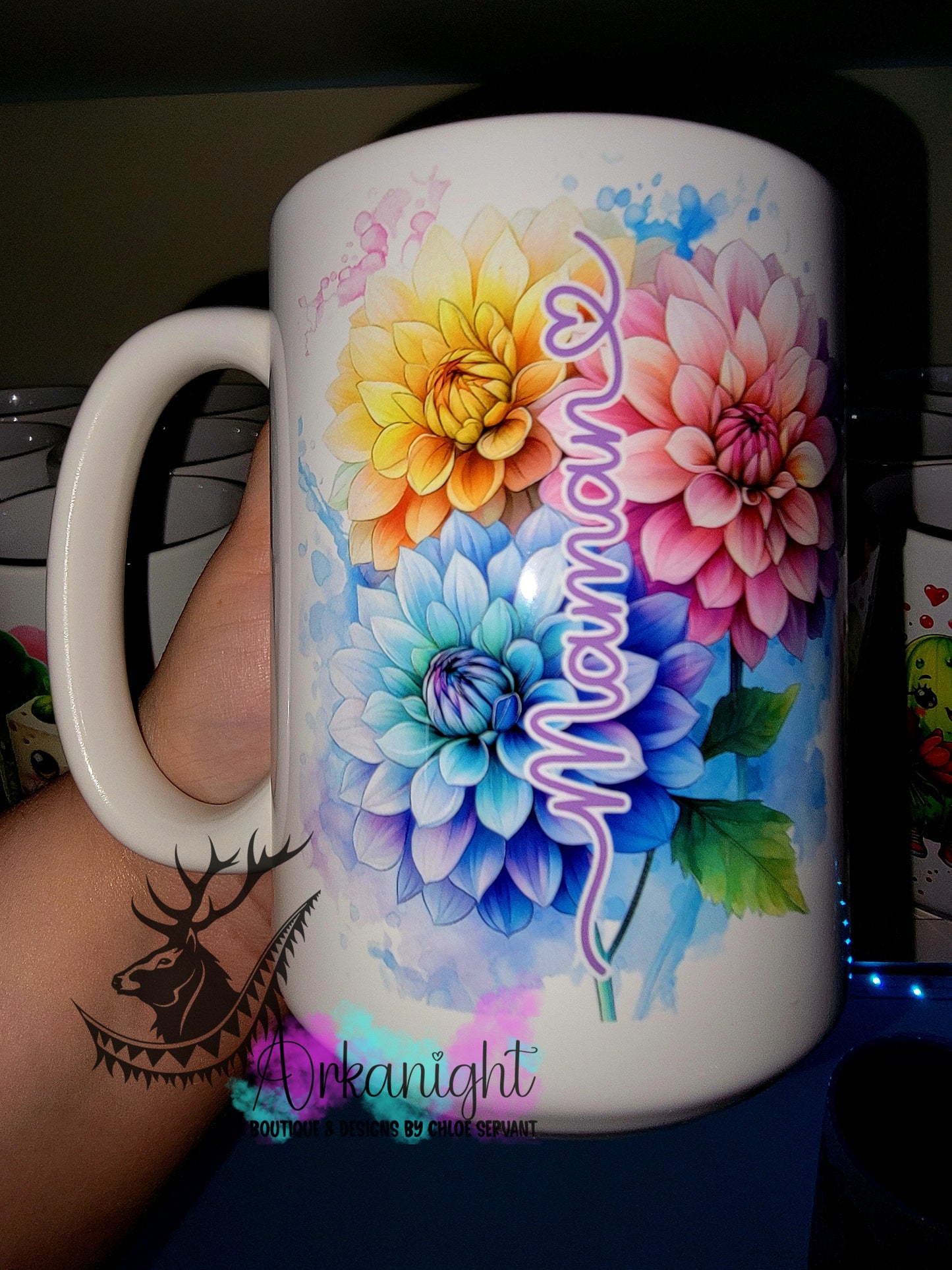 Tasse en céramique sur commande - Collection Fête des mères - Maman - Dhalia