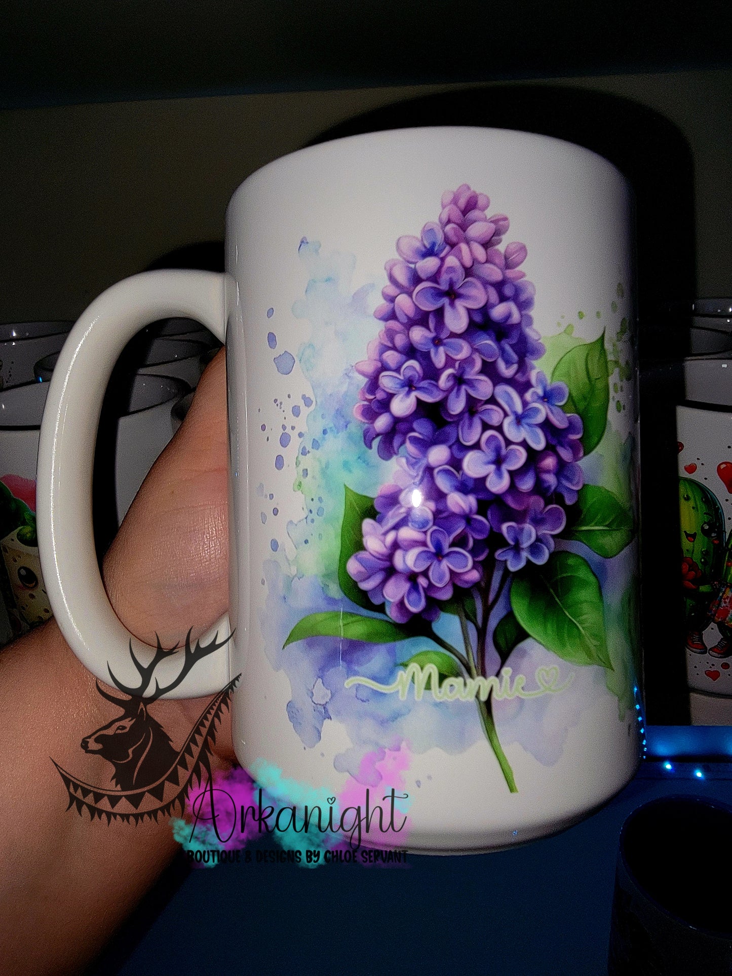 Tasse en céramique sur commande - Collection Fête des mères - Mamie- Lilas
