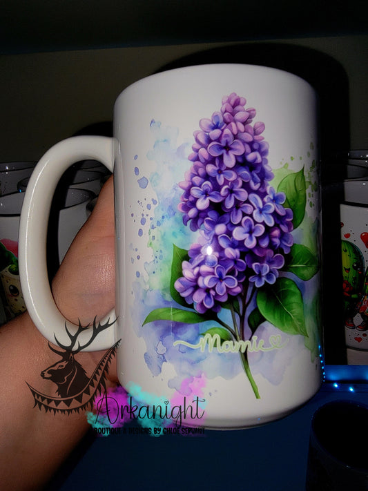 Tasse en céramique sur commande - Collection Fête des mères - Mamie- Lilas