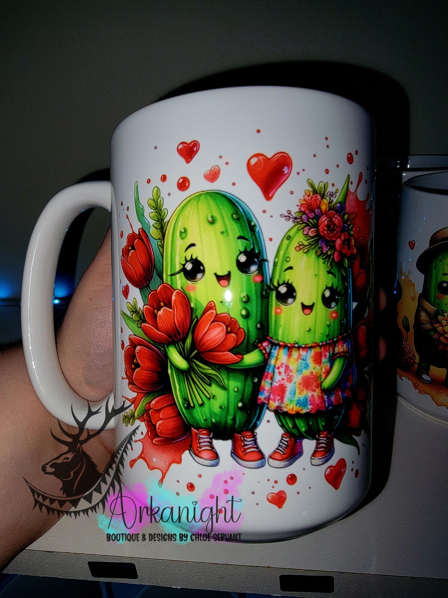 Tasse en céramique sur commande - Collection Cornichons été - Couple Tulipe