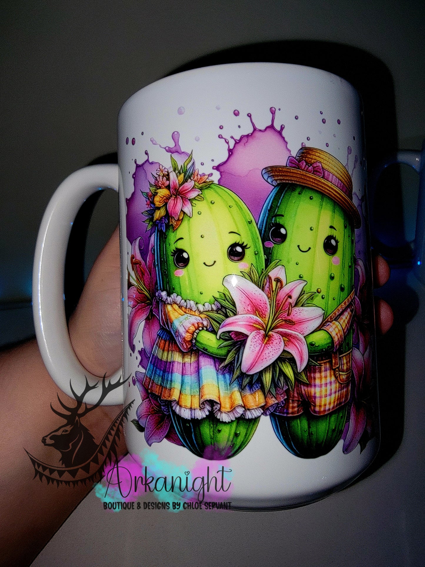 Tasse en céramique sur commande - Collection Cornichons été - Couple Lys