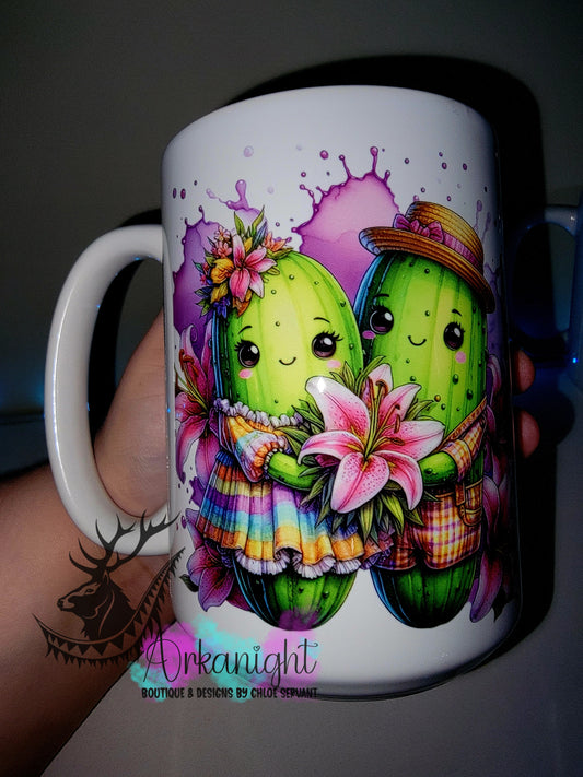 Tasse en céramique sur commande - Collection Cornichons été - Couple Lys