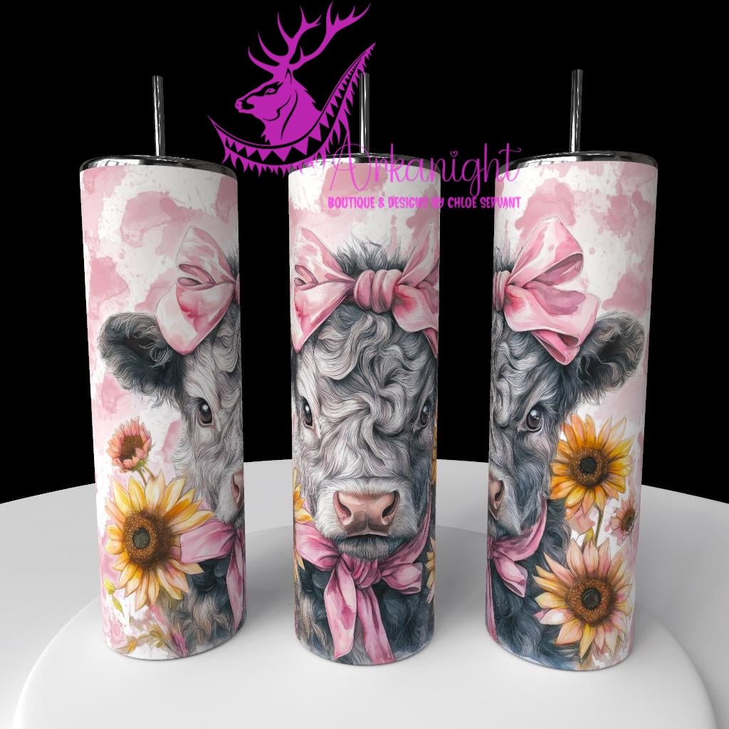 Numérique - Collection Western 2026 - Watercolor Realism - Vache Highland Grise - Teinte de rose