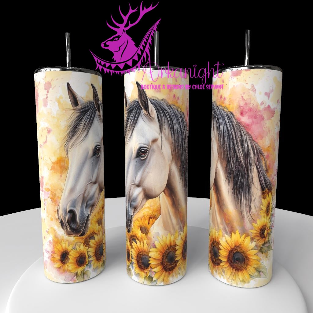 Gourde sur commande - Collection Western 2026 - Watercolor Realism - Cheval Robe Isabelle - Teinte de jaune/pêche