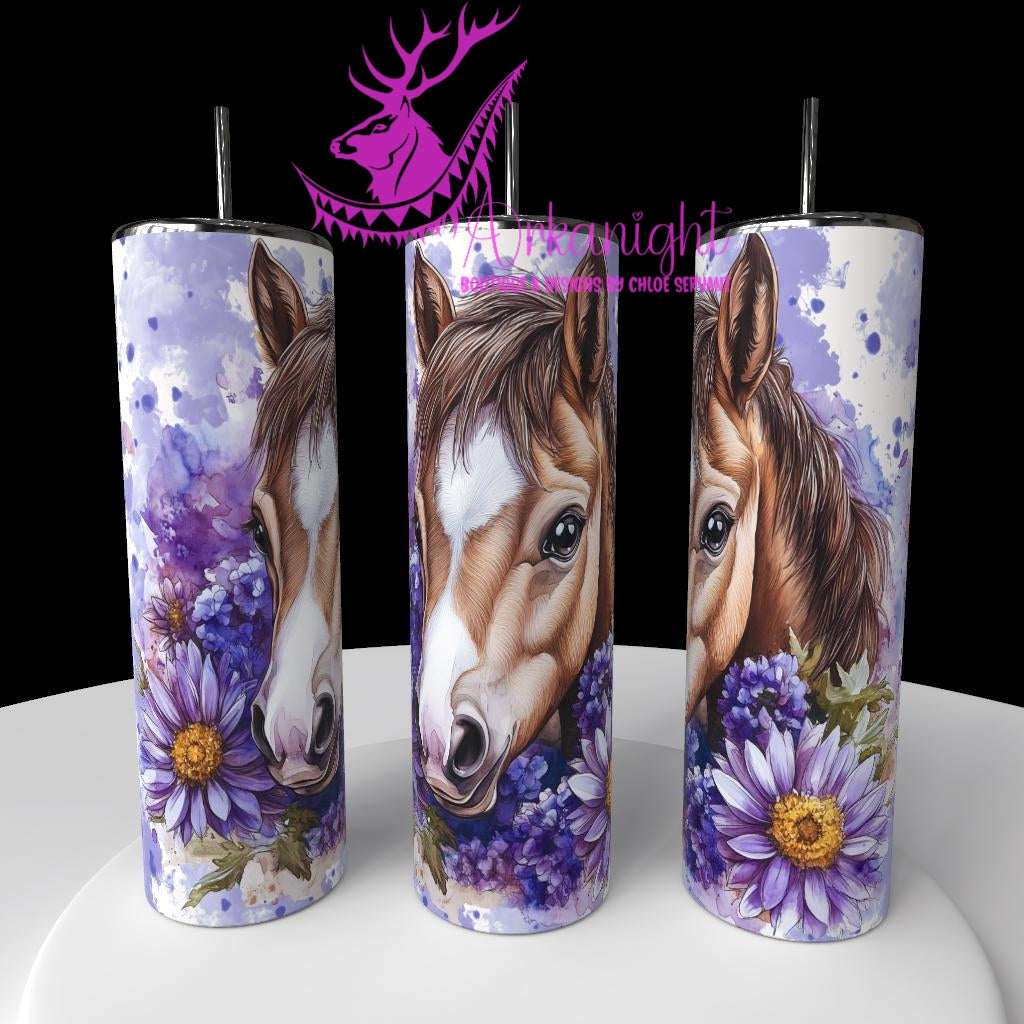 Gourde sur commande - Collection Western 2026 - Watercolor Realism - Pouliche Quarter Horse - Teinte Lilas