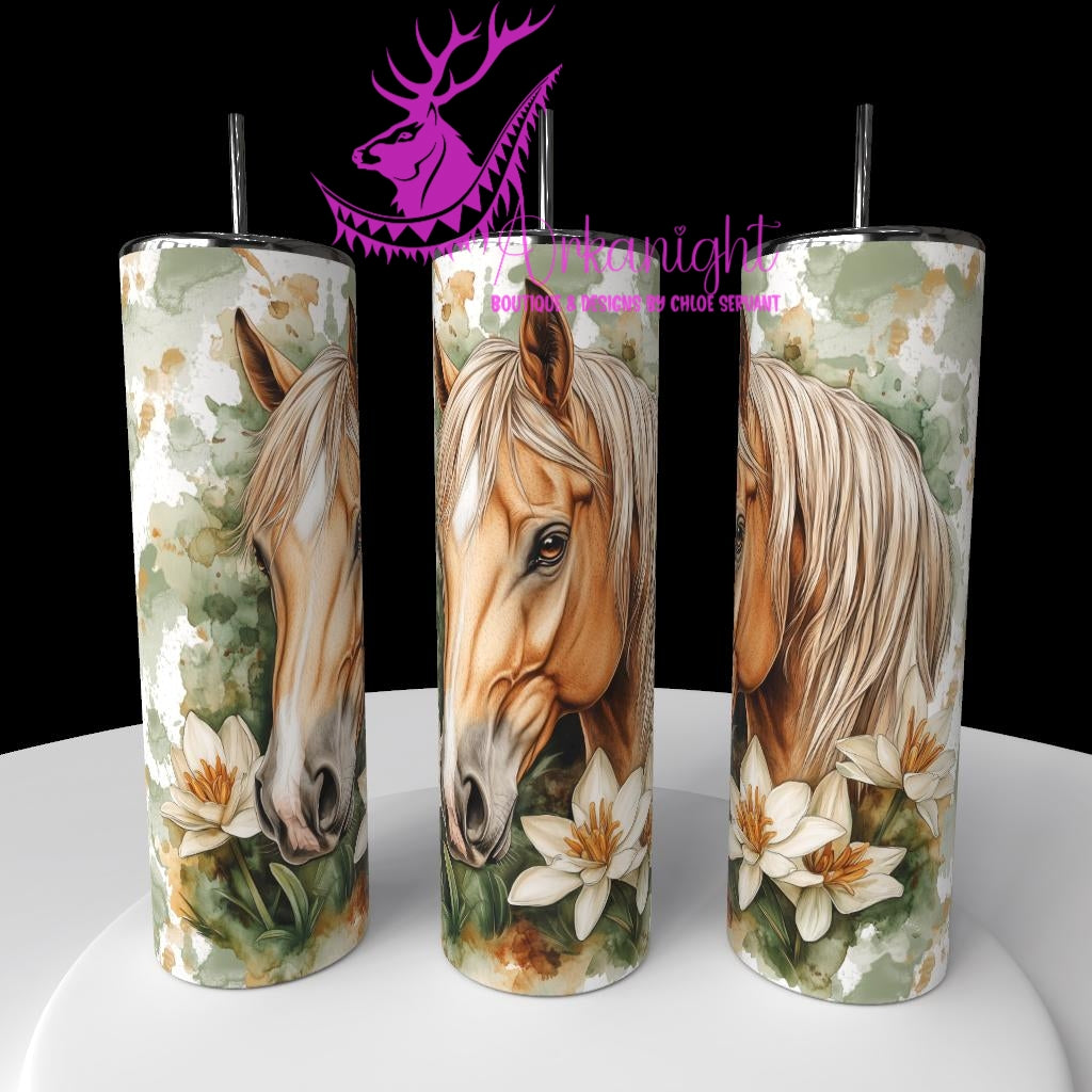 Numérique - Collection Western 2026 - Watercolor Realism - Cheval Palomino Gold - Teinte de vert Sauge