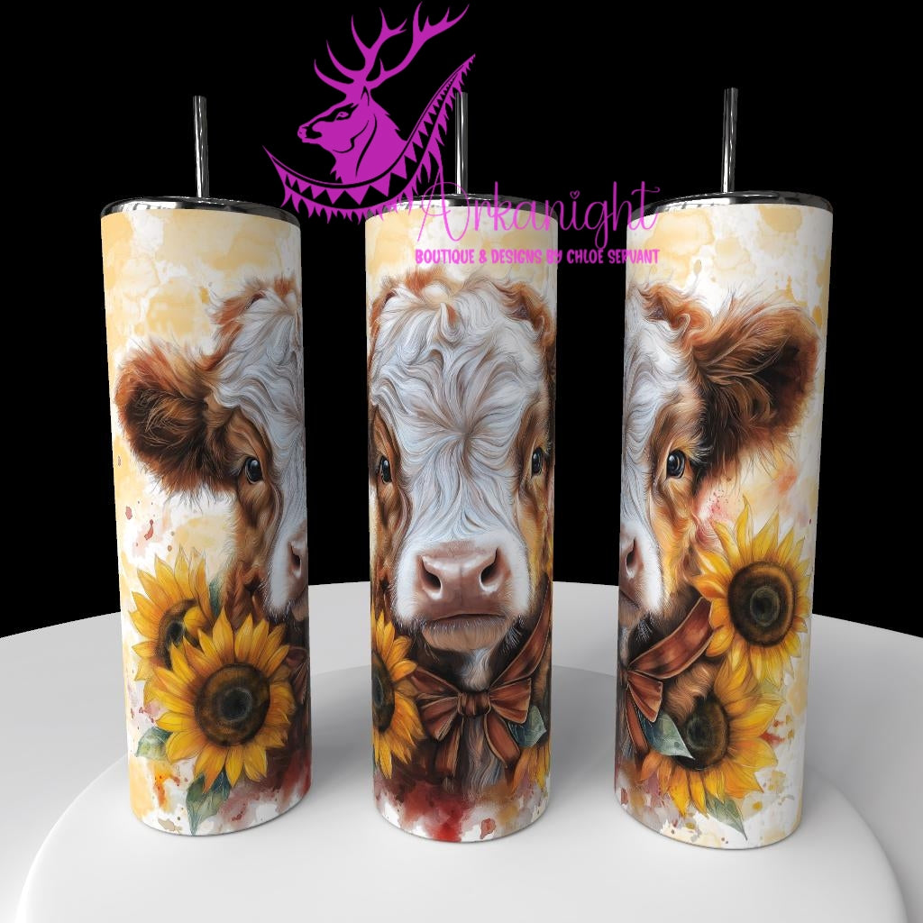 Numérique - Collection Western 2026 - Watercolor Realism - Vache Highland Rousse & Blanche - Teinte de jaune Sunflower