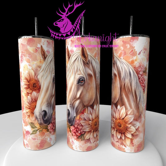 Gourde sur commande - Collection Western 2026 - Watercolor Realism - Cheval Palomino - Teinte de pêche