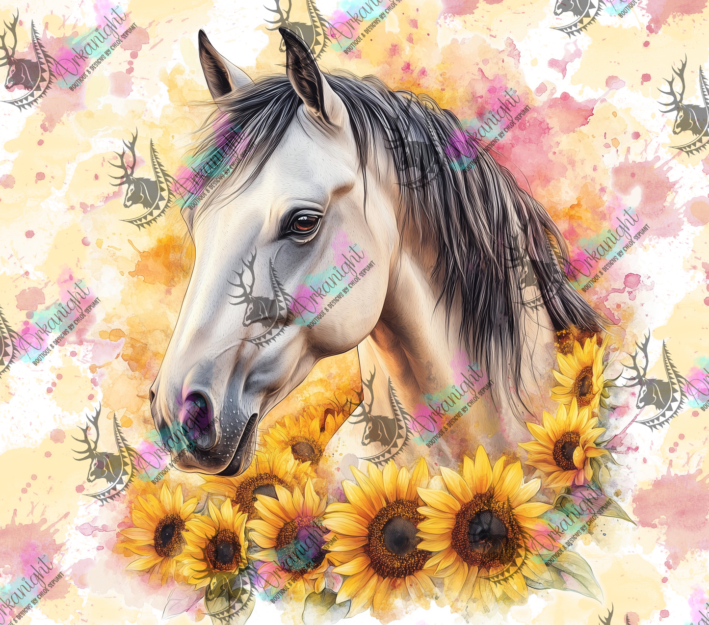 Numérique - Collection Western 2026 - Watercolor Realism - Cheval Rose Isabelle - Teinte de pêche/Crème