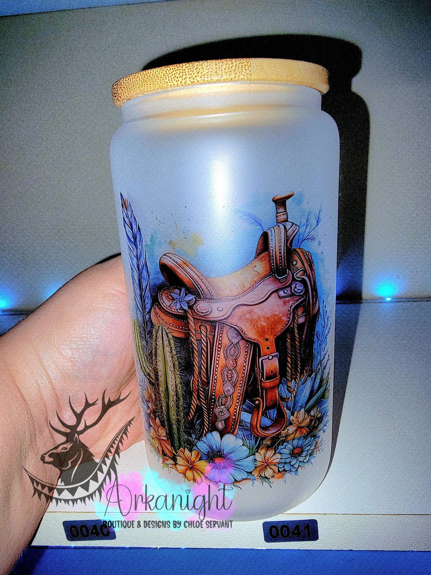 Verre en vitre givré 16oz & Couvercle en Bambou - Collection Western 2026 - Selle Western