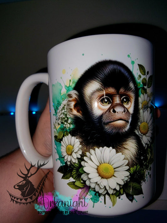 Tasse en céramique sur commande - Collection Été- Vivid Pastel Colors - Singe capucin