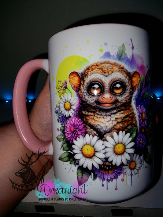 Tasse en céramique sur commande - Collection Été- Vivid Pastel Colors - Singe Tarsier