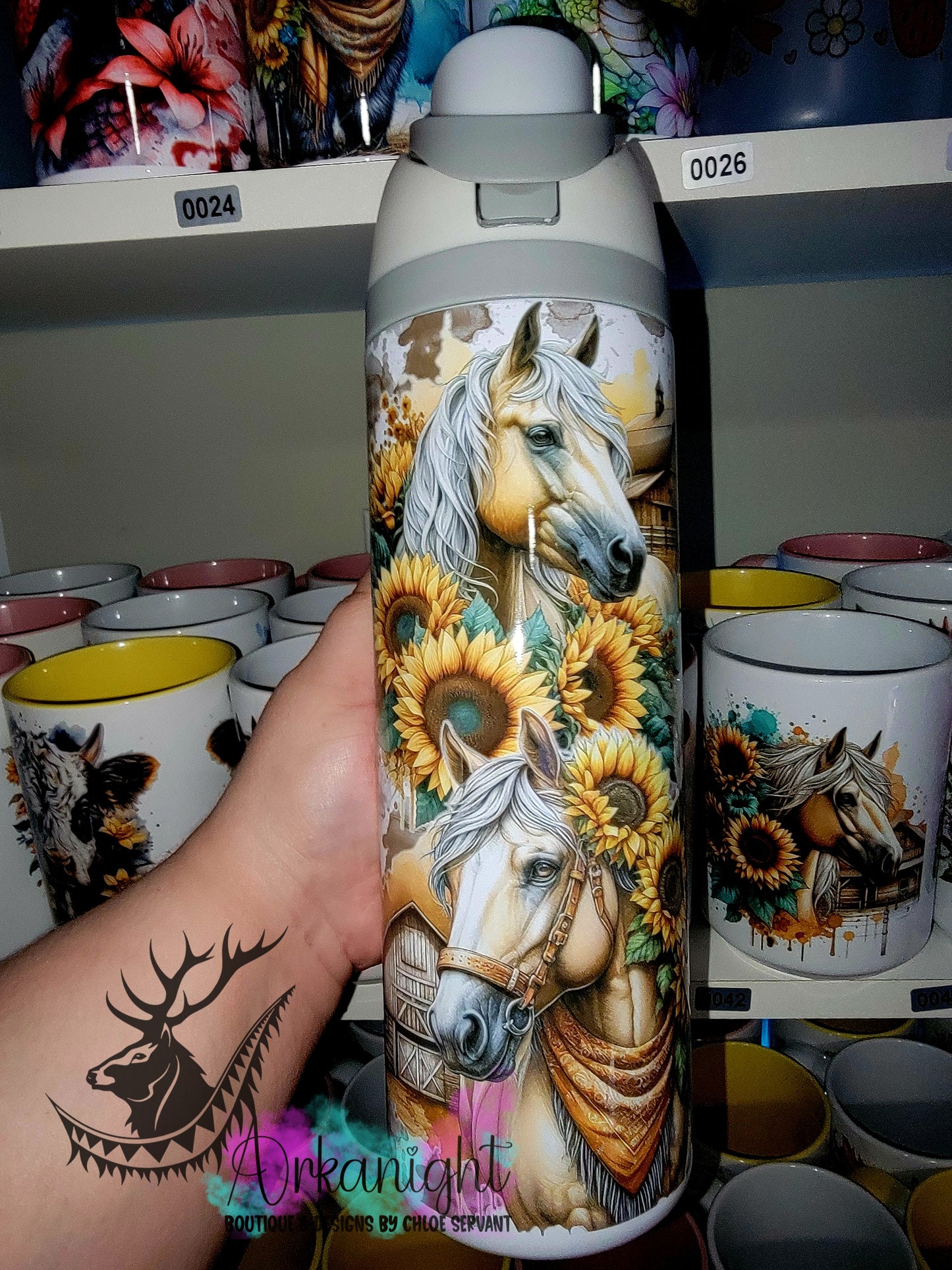 Owala DUPE 24 oz sur commande - Collection Western 2026 - Cheval Palomino - Teinte de jaune & Turquoise