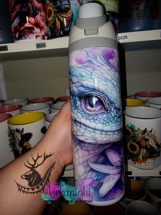 Owala DUPE 24 oz sur commande - Collection Fantaisie 2026 - Dragon Realism - Bleu Ciel & Mauve Lilas