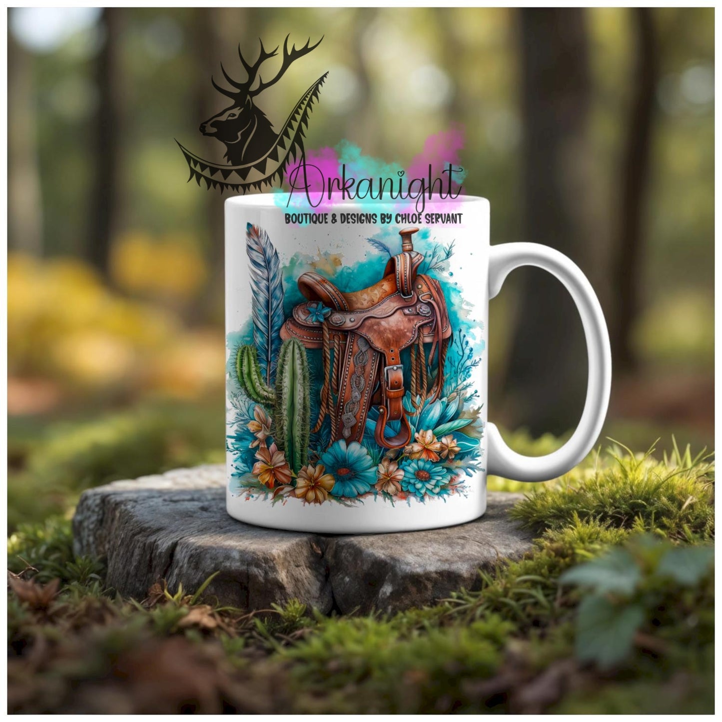 Numérique - Tasse en céramique - Western 2026 - Selle Western Turquoise