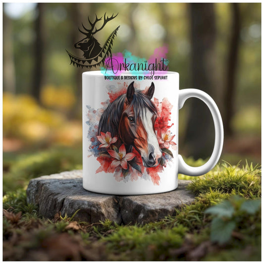Numérique - Tasse en céramique - Western 2026 - Cheval Clydesdale - Teinte de rouge