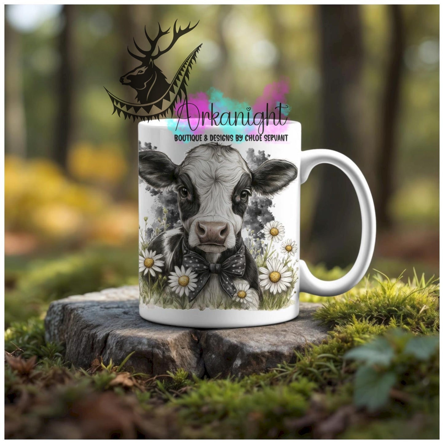 Numérique - Tasse en céramique - Western 2026 - Vache Holstein Noire & Blanche - Teinte de noir