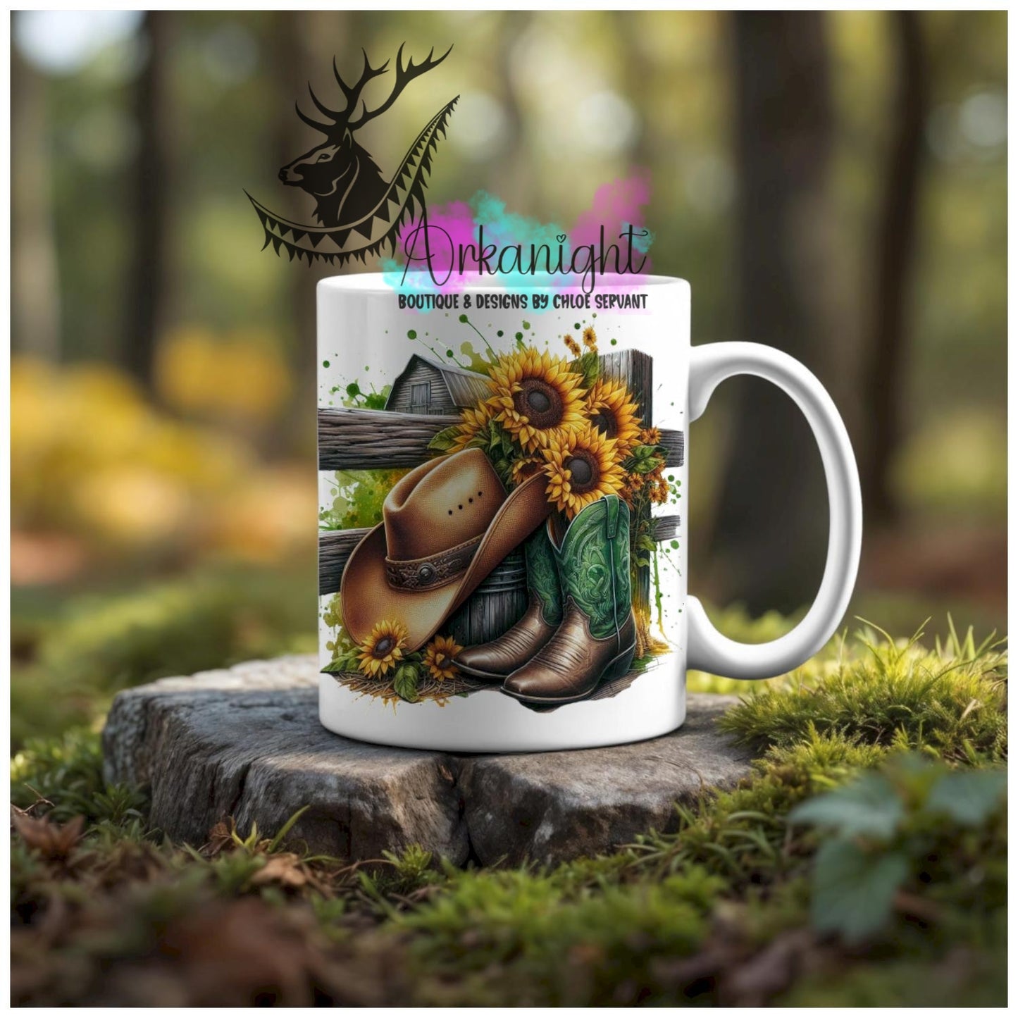 Numérique - Tasse en céramique - Western 2026 - Hat & Boots - Teinte de vert