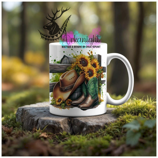 Numérique - Tasse en céramique - Western 2026 - Hat & Boots - Teinte de vert