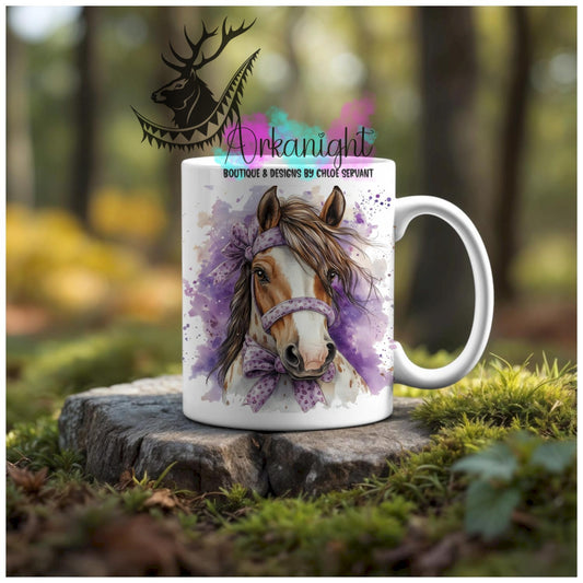 Numérique - Tasse en céramique - Western 2026 - Jument Appaloosa- Teinte de Mauve
