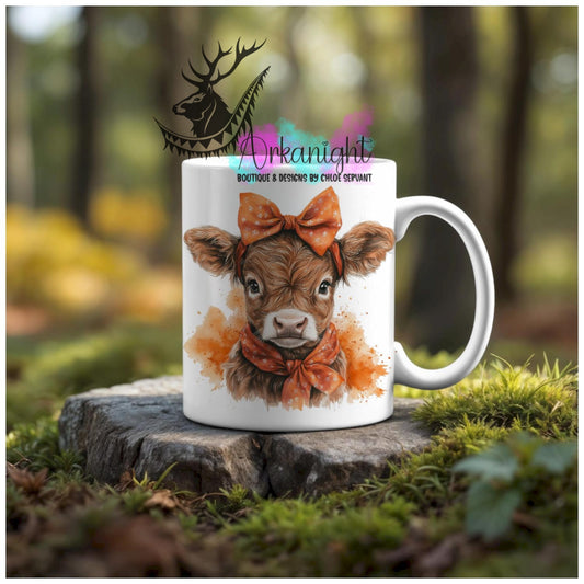 Numérique - Tasse en céramique - Western 2026 - Vache Highland Rousse - Teinte orange